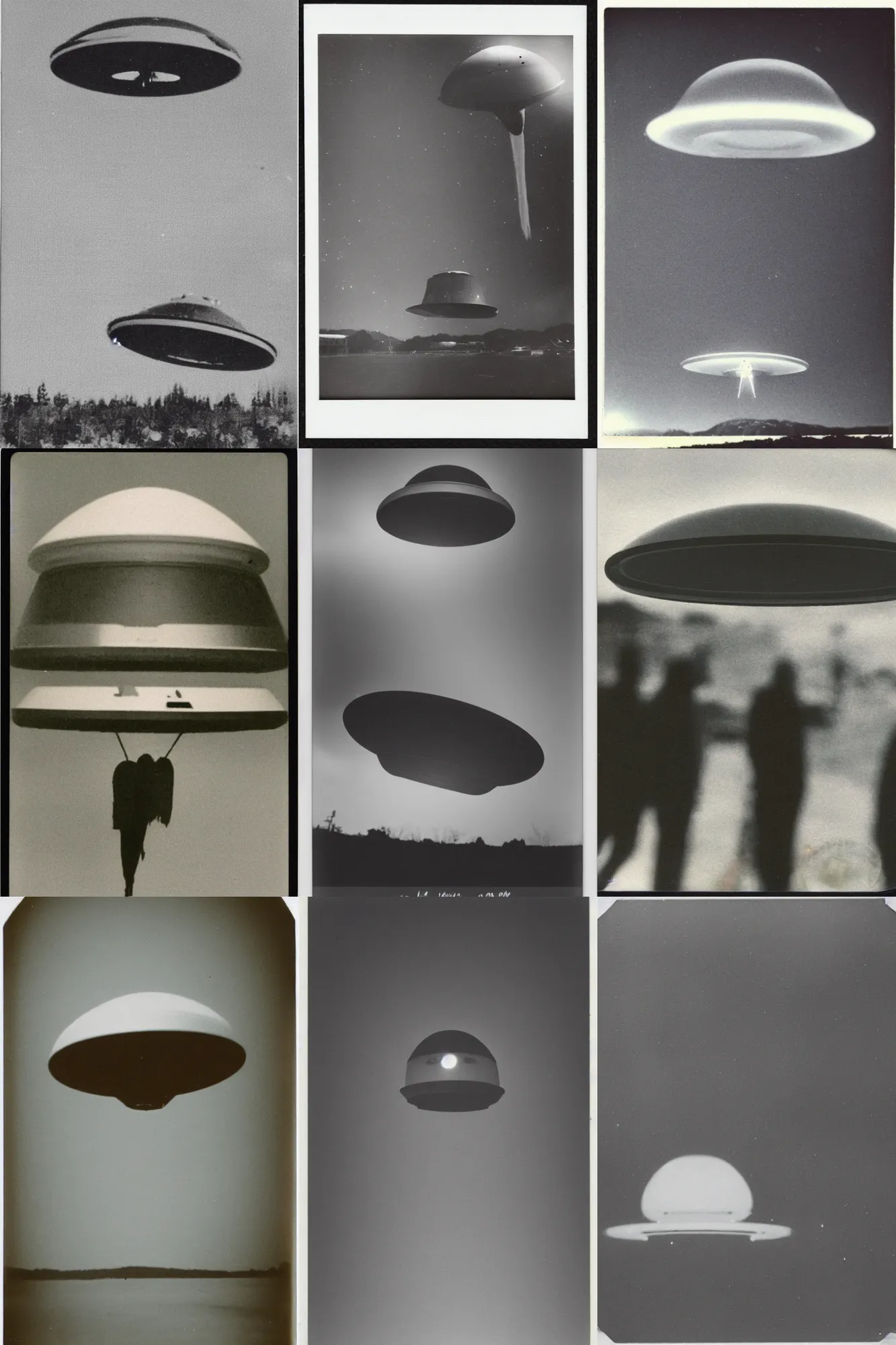 Prompt: polaroid of the government trying to hide a ufo