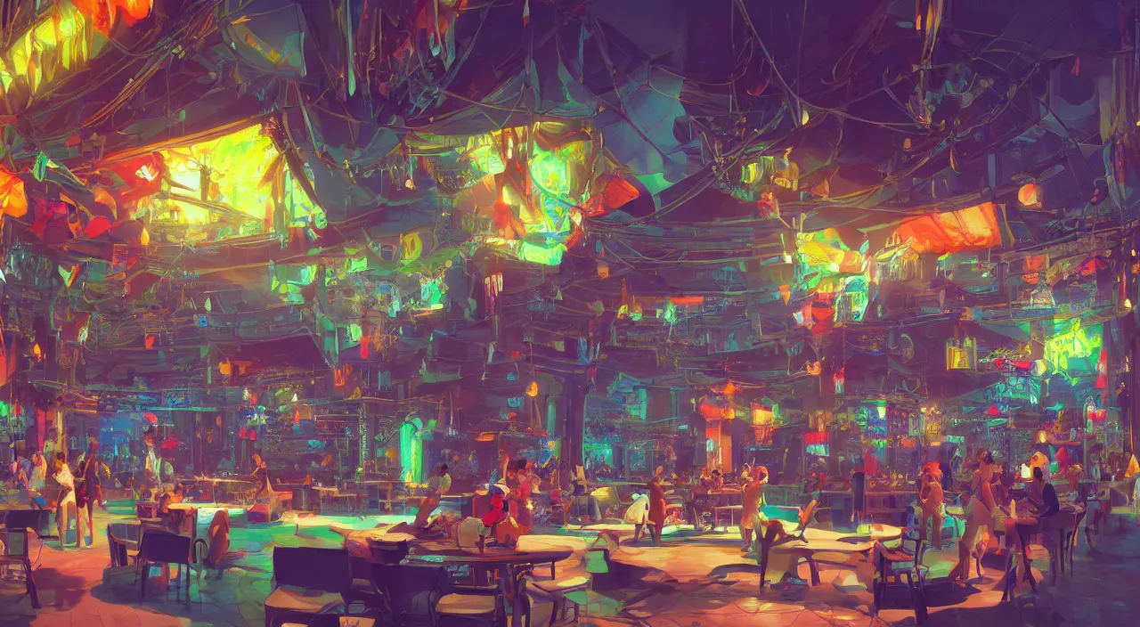 Image similar to bazaar zouk oriantal multicolorful sky shine place mosquet painting stylized digital video game icon global illumination ray tracing 8 k hd resolution, by ilya kuvshinov and cushart krentz and gilleard james