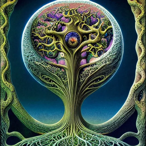 Image similar to tree of life by roger dean and andrew ferez, art forms of nature by ernst haeckel, divine chaos engine, symbolist, visionary, art nouveau, botanical fractal structures, organic, detailed, realistic, surreality