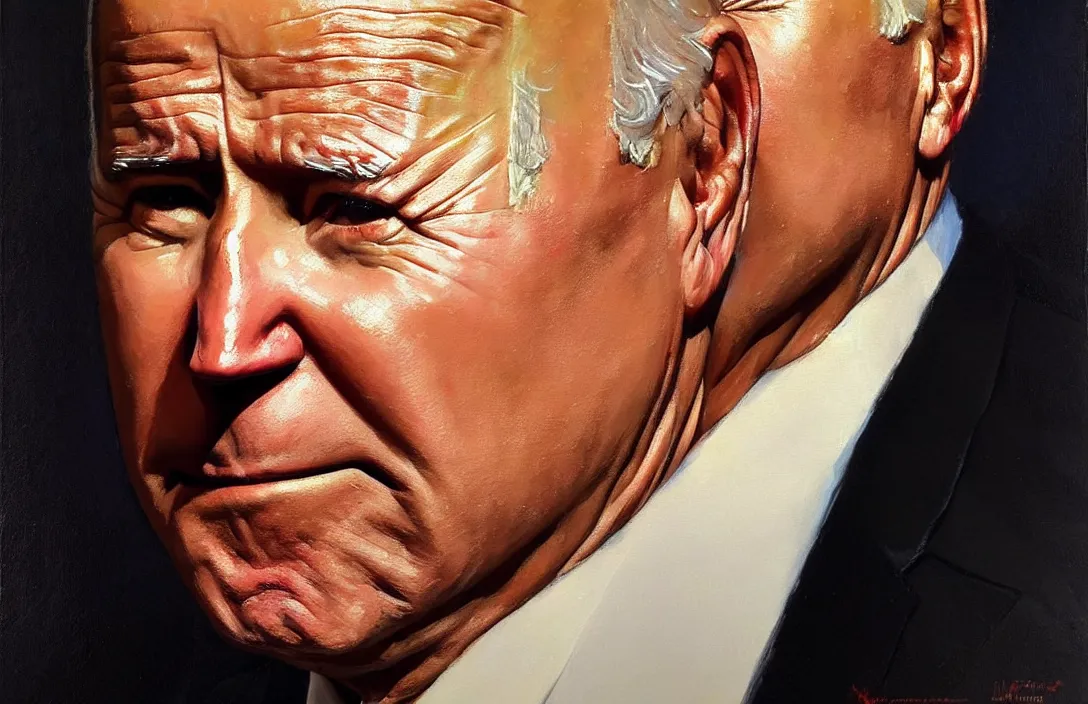 Prompt: portrait of joe biden!!!!!!!!!!!!!!!!!!!!!!!!!!!, detailed face, detailed painting,, epic lighting, by ilya repin, phil hale and kent williams