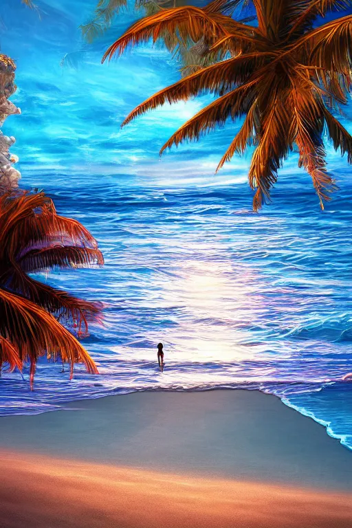 Image similar to A beach on the sun, digital art, highly detailed, deviant art, 4k, serene