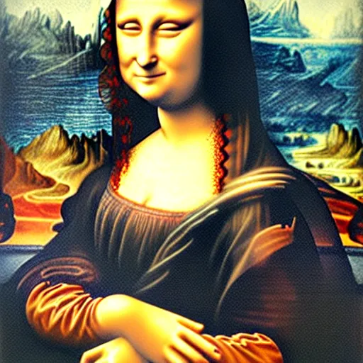 Prompt: a Mona Lisa painted by a 3 year old child with cryons,