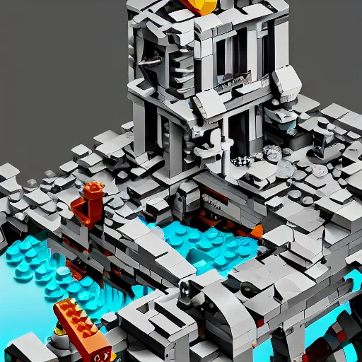 Image similar to lego ruins, sharp focus, james gilleard, moebius, print, game concept art, brush work, builders journey