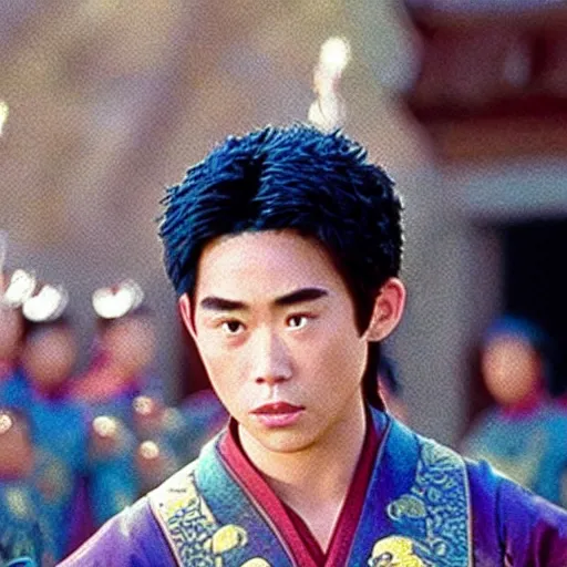 Prompt: still of xavi hernandez in mulan ( 1 9 9 8 )