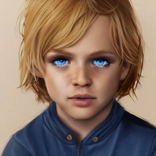 Image similar to a detailed full body portrait of a blonde boy with blue eyes, digital concept art illustration, incredibly detailed and realistic, 8 k, sharp focus