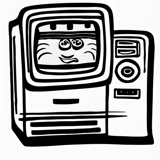 Prompt: old computer cartoon style