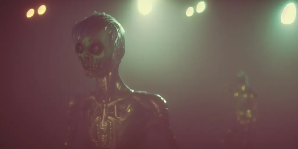 Image similar to cinematic film still of a punk alien starring in a dave meyers directed music video, cgi, vfx, ( ( ( ( chiaroscuro ) ) ) ) lighting, shallow depth of field, 8 0 mm, f 1. 8