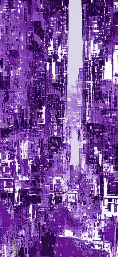 Image similar to “ white and purple city, award winning, digital art ”