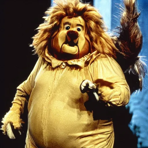 Image similar to chris farley as the cowardly lion from wizard of oz