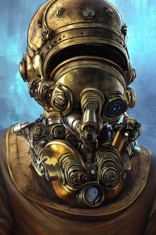 Image similar to steampunk helmet fantasy art mask robot ninja stylized digital illustration sharp focus, elegant intricate digital painting artstation concept art global illumination ray tracing advanced technology chaykin howard and campionpascale and cooke darwyn and davis jack