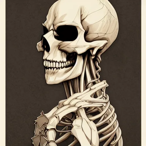 Image similar to anime manga skull portrait young male skeleton, intricate, elegant, highly detailed, digital, art by JC Leyendecker and sachin teng