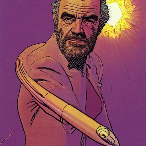 Image similar to sean connery retro minimalist portrait moebius starwatcher comic by jean giraud, 8 k