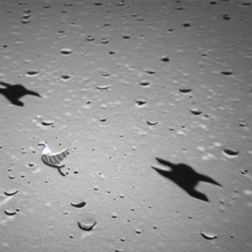 Prompt: a 3 d render of a goose on the moon by joan miro