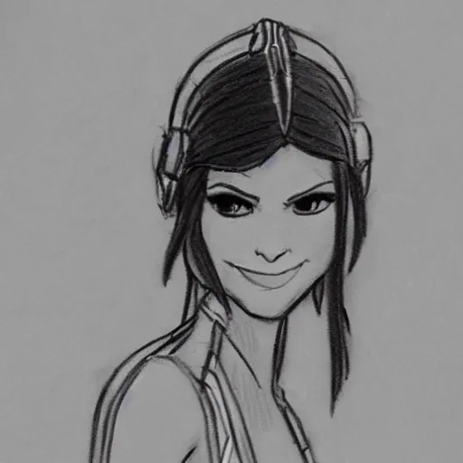 Image similar to milt kahl sketch of victoria justice as princess padme from star wars episode 3