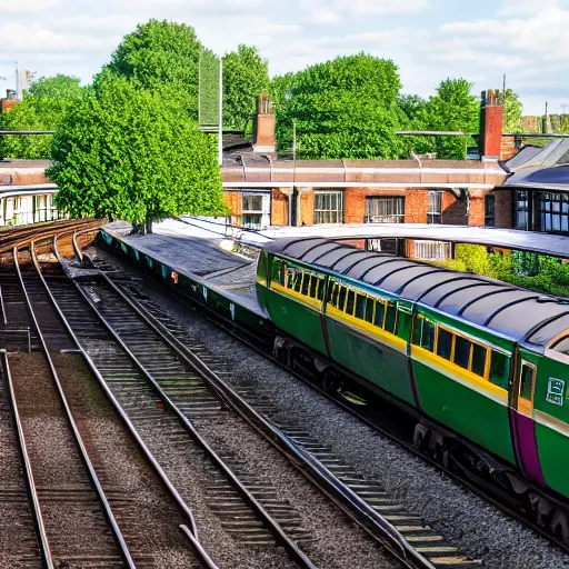Prompt: idyllic photo of wimbledon station on the summer, beautiful weather, very very detailed, 8 k