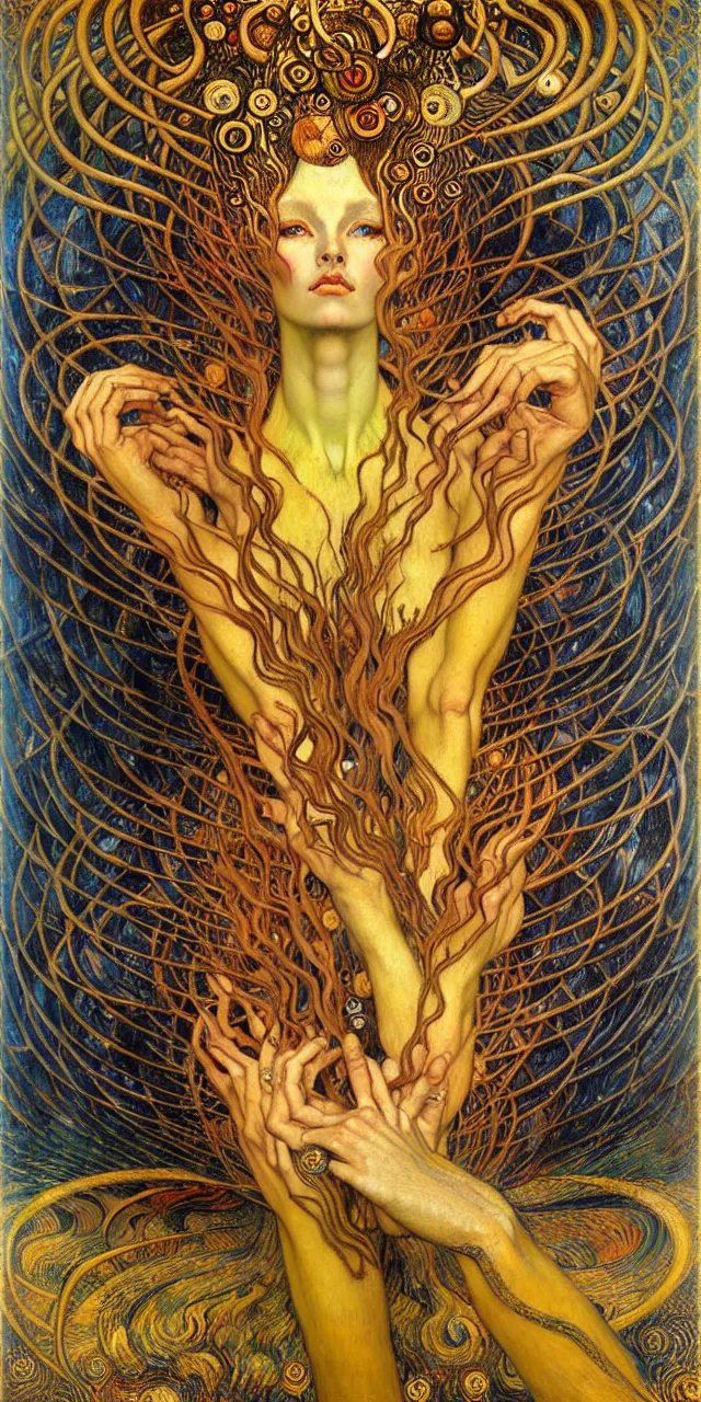 Image similar to Divine Chaos Engine by Karol Bak, Jean Delville, William Blake, Gustav Klimt, and Vincent Van Gogh, symbolist, visionary