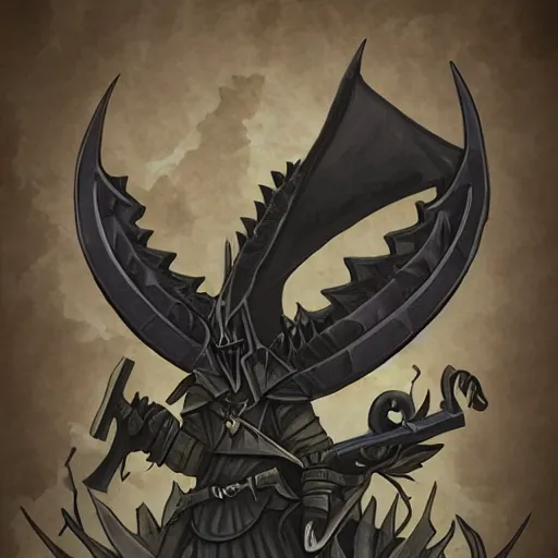 Image similar to an evil black sword, on a blank background. dungeons and dragons illustration