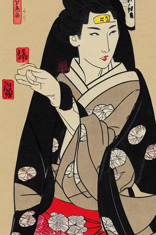 Image similar to gal gadot as Maiko in Ukiyo-e art