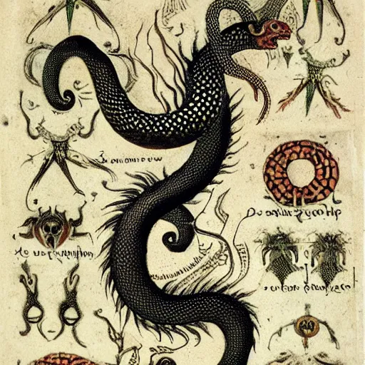 Image similar to “compendium of demonology and magic, snake demons, c.1775”