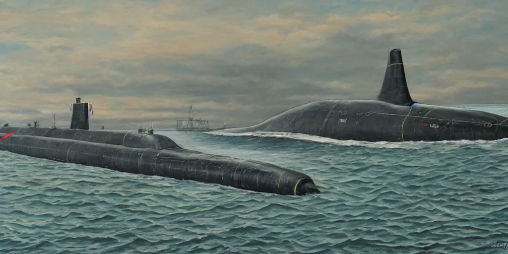 Prompt: submarine ssbn ssn ssgn seawolf windsor thresher painting detailed