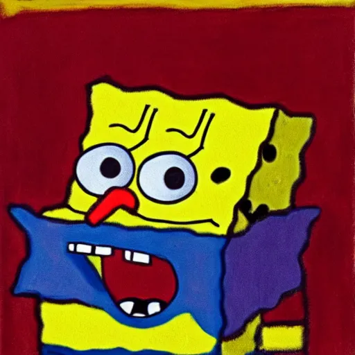 Image similar to Spongebob trapped inside a Mark Rothko painting