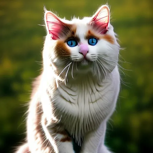 Image similar to !!! cat!!!, ( ferris wheel ), feline, sitting, riding, award winning photo, ragdoll cat,