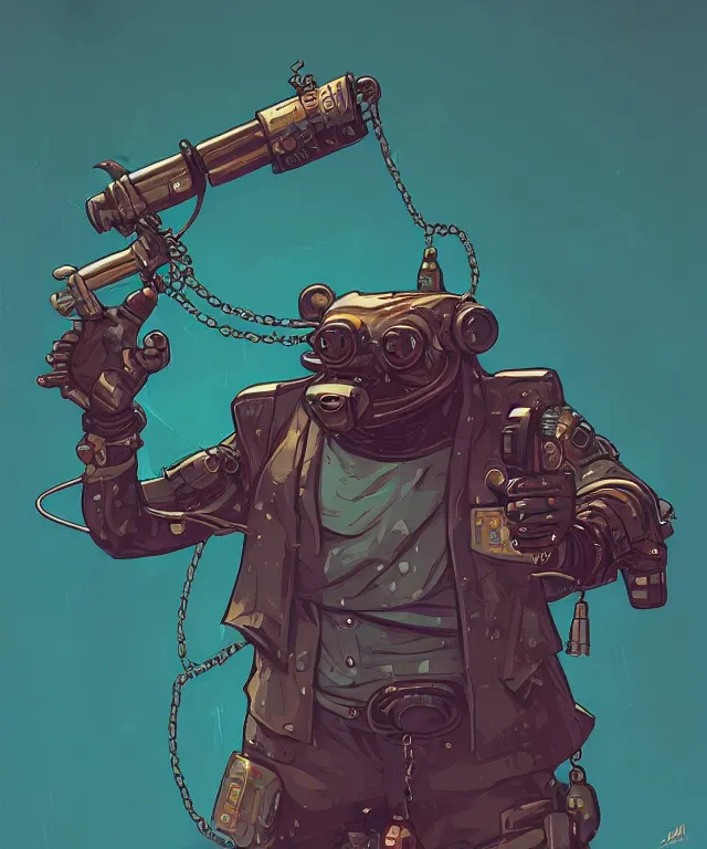 Image similar to a portrait of an anthropomorphic cyberpunk beaver holding a chaingun, cyberpunk!, fantasy, elegant, digital painting, artstation, concept art, matte, sharp focus, illustration, art by josan gonzalez