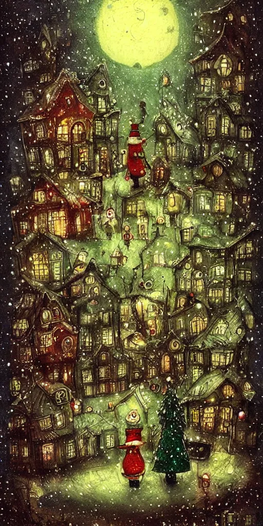 Image similar to a christmas trees night scene by alexander jansson