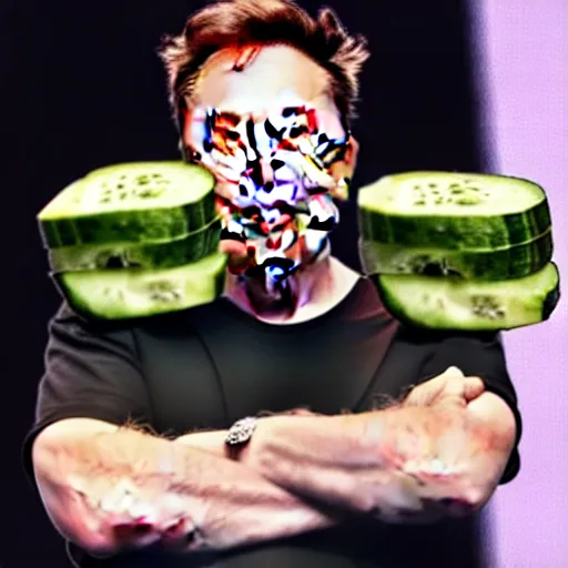 Prompt: elon musk eating a cucumber textless meme template