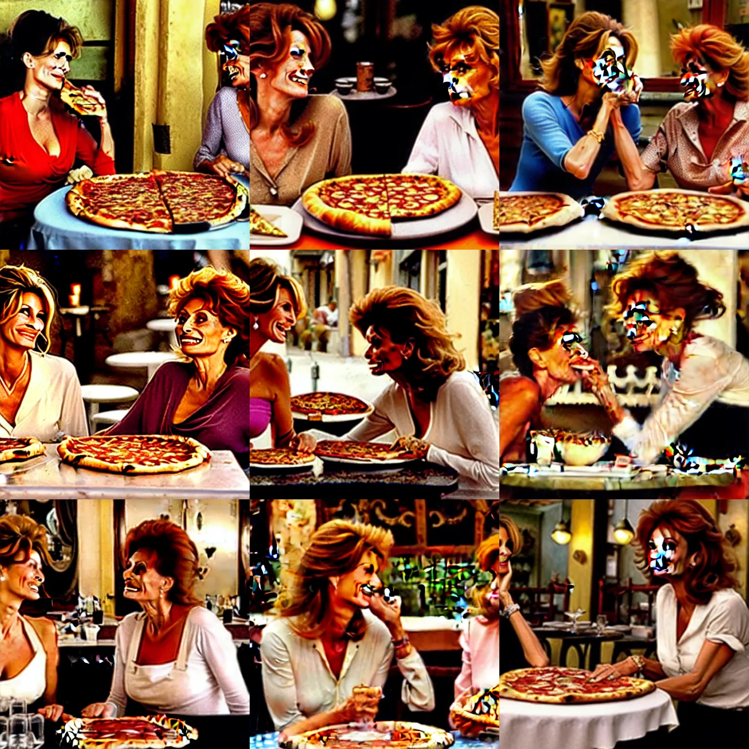 chandler bing and joey Tribbiani eating pizza, friends, Stable Diffusion