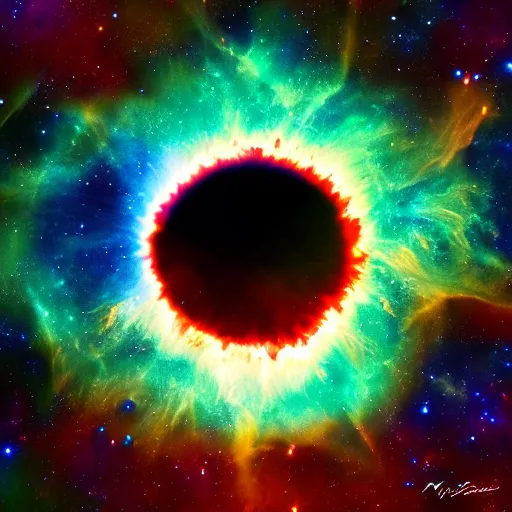 Image similar to A nebula in the shape of god's eye, digital art