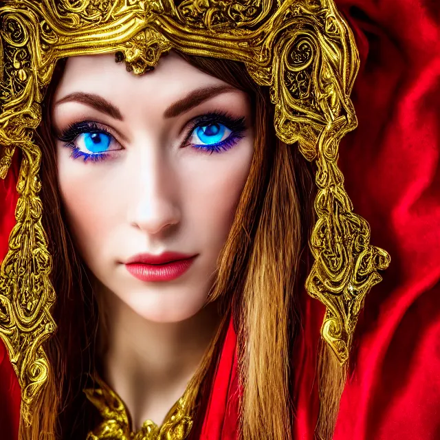 Image similar to beautiful elf with ornate robes, highly detailed, 8 k, hdr, smooth, sharp focus, high resolution, award - winning photo