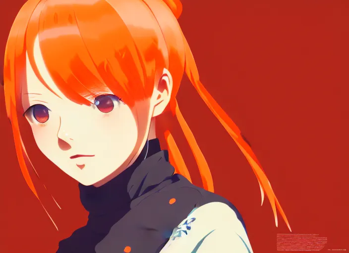 Image similar to anime girl with orange hair in the Soviet pioneer form, omoide emanon, tsuruta kenji, kyoto animation, manga,katsura masakazu, intricate, detailed, studio lighting, gradation,editorial illustration, matte print, Ilya Kuvshinov, concept art, digital