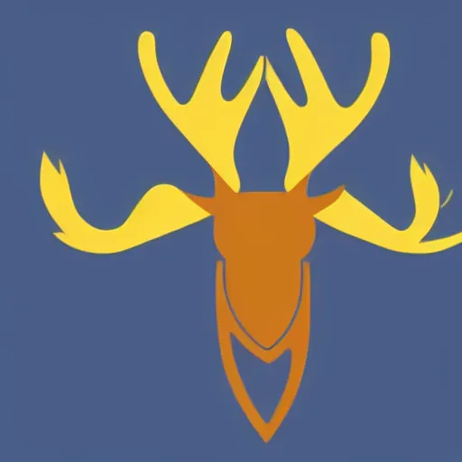 Prompt: a yellow moose logo, looking to the side, maple leaf antler, logo