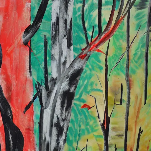 Prompt: abstract expressionest detail gateway painting in a forest leading to a restaurant from an unknown culture, pure ink on xuan paper, vivid oil painting detail (2045) painted by Miruata Jenshi