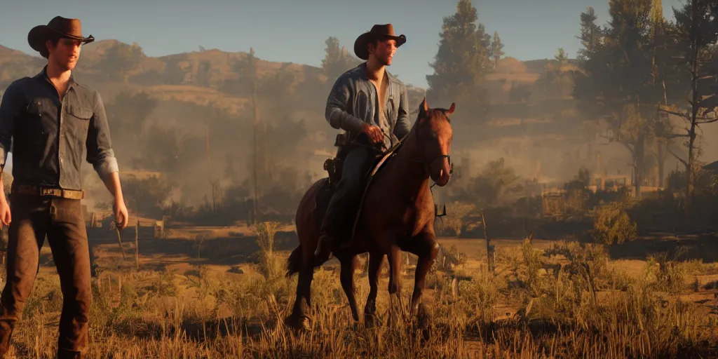 Prompt: Mark Zuckerberg from Red Dead Redemption 2, wide shot, ray tracing, 8k