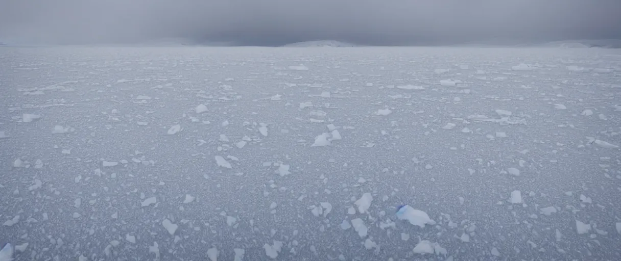 Image similar to a high quality color creepy atmospheric extreme closeup shot hd 4 k film 3 5 mm photograph of a blizzard in desolate antarctica ice field