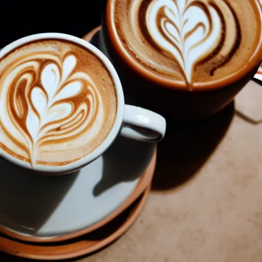 Image similar to latte art is a method of preparing coffee created by pouring microfoam into a shot of espresso and resulting in a pattern or design on the surface of the latte. it can also be created or embellished by simply drawing in the top layer of foam.