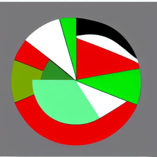 Prompt: pie chart, 50% green, 15% red, 35% white