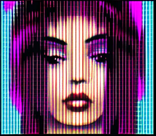 Image similar to Charli XCX, Macintosh Plus, glitchcore, scanlines, dithering