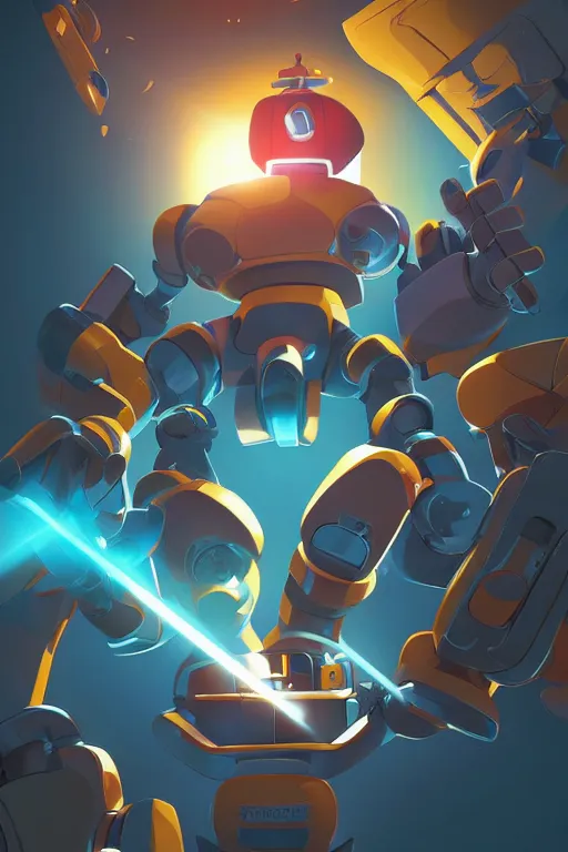 Image similar to metabots medabots medarotto medarot robot minimalist comics, behance hd by jesper ejsing, by rhads, makoto shinkai and lois van baarle, ilya kuvshinov, rossdraws global illumination ray tracing hdr radiating a glowing aura