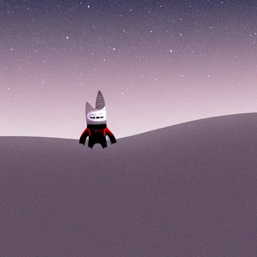 Image similar to cute Shark astronaut walking in barren white desert at night, illustration