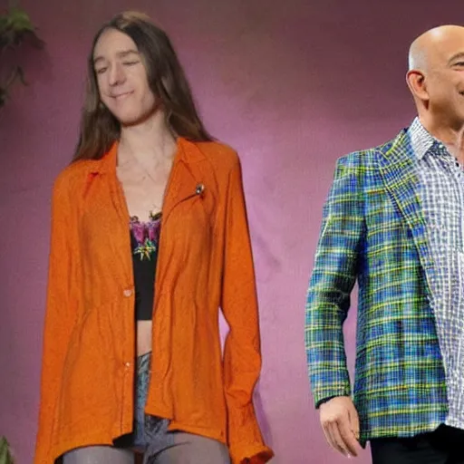 Prompt: hippie jeff bezos clothes