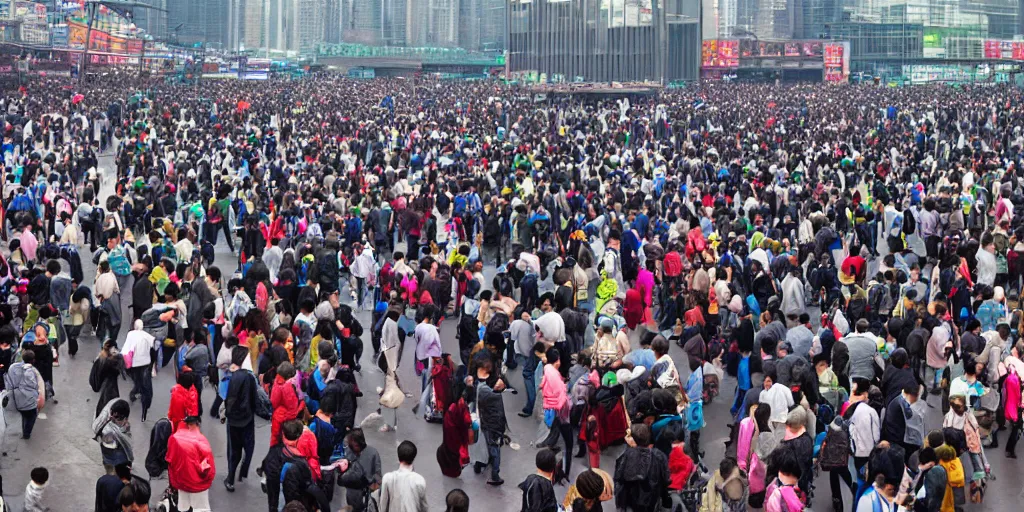 Prompt: Crowded Shangai Markets 2015 4K photo