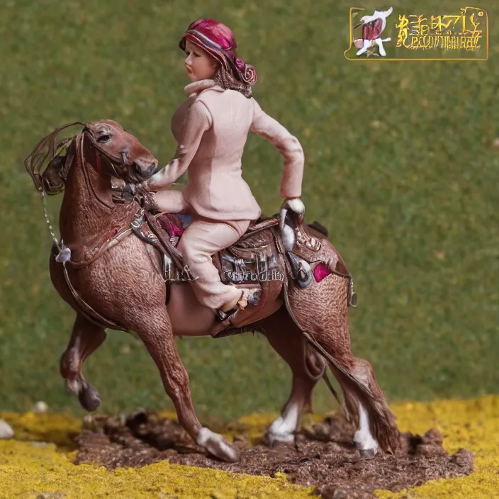 Image similar to 80mm resin detailed miniature of a Woman with a Horse, Product Introduction Photos, 4K, Full body, simple background