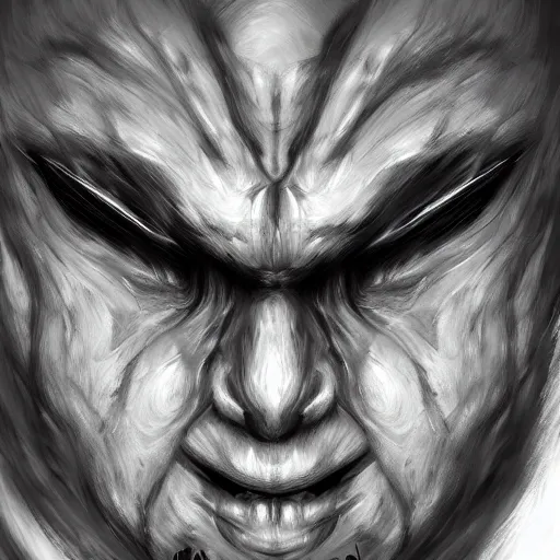 Prompt: face of a monster, digital art, trending on artstation