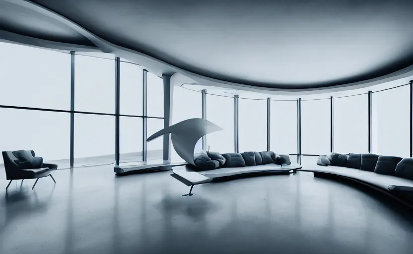 Image similar to futuristic minimalist living room, surreal, coherent composition, architecturally accurate, architecture photography, 8 k
