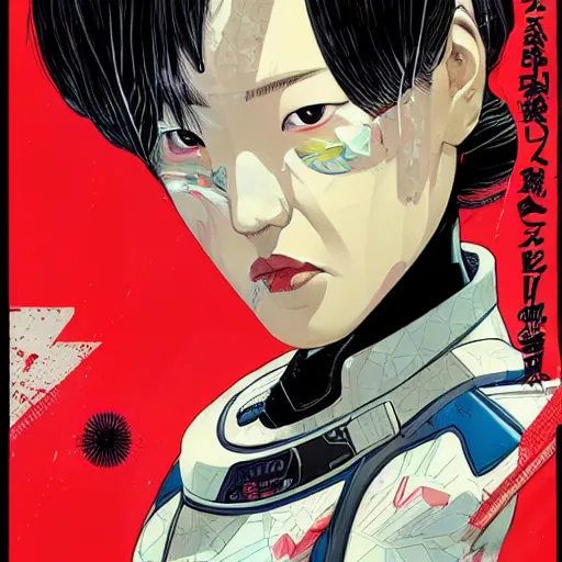 Image similar to portrait of a japanese female android, by MARVEL comics and Sandra Chevrier