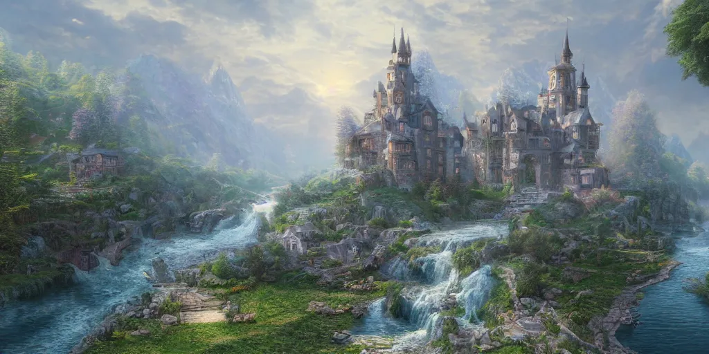 Hyperdetailed Matte Painting of Castle City Landscape | Stable ...