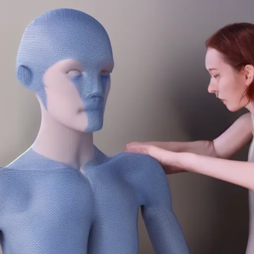 Image similar to an android girl changing her body parts 4k